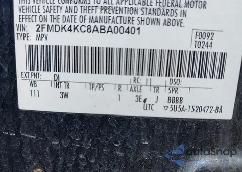 2010 Ford Edge Limited из США, поврежденный, VIN 2FMDK4KC8ABA00401